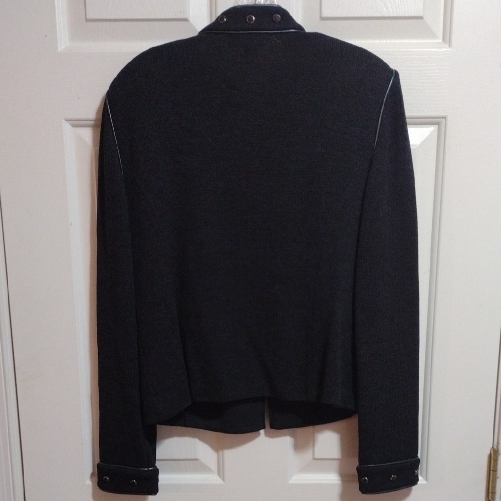 ST. John Collection By Marie Gray Vintage Santana Knit Blazer Charcoal Size 10 - Picture 7 of 12